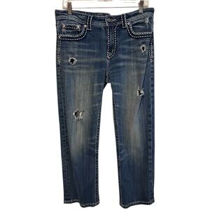 Miss Me Jeans Boyfriend Capri Straight Leg Distressed Jeans Size 28